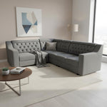 Shaped Sectional 6-Seater Sofa with Tufted Back Padded Armrest Perfect Fabric Corner Sofa 