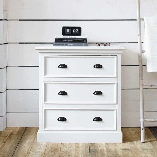 Translation missing: en.APRODZ Mango Wood Marceio Chest of 3 Drawers Storage Cabinet for Living Room | Wooden Sideboard | White Finish