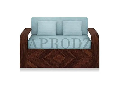Sheesham Wood 2-Seater Sofa Cum Bed with Storage and Teal Upholstery – Stylish, Comfortable, and Space-Saving Convertible Sofa for Your Living Room  Sheesham Wood Sofa Cum Bed (2 Seater)
