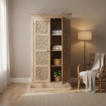 Floreale wardrobe Carved Mango Wood 2-Door Wardrobe rah 