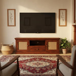 Sheesham Wood and Cane Tv Unit Cabinet | Two Door 