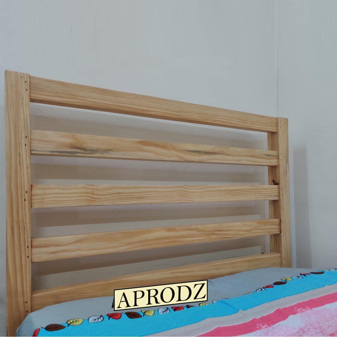 APRODZ Devdar Pine Wood Single Size Bed Without Storage for Bedroom Living Room Home (Natural Finish)