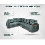 7-Seater Sofa with Padded Armrest, Premium Faux Leather Fabric Corner Sofa 