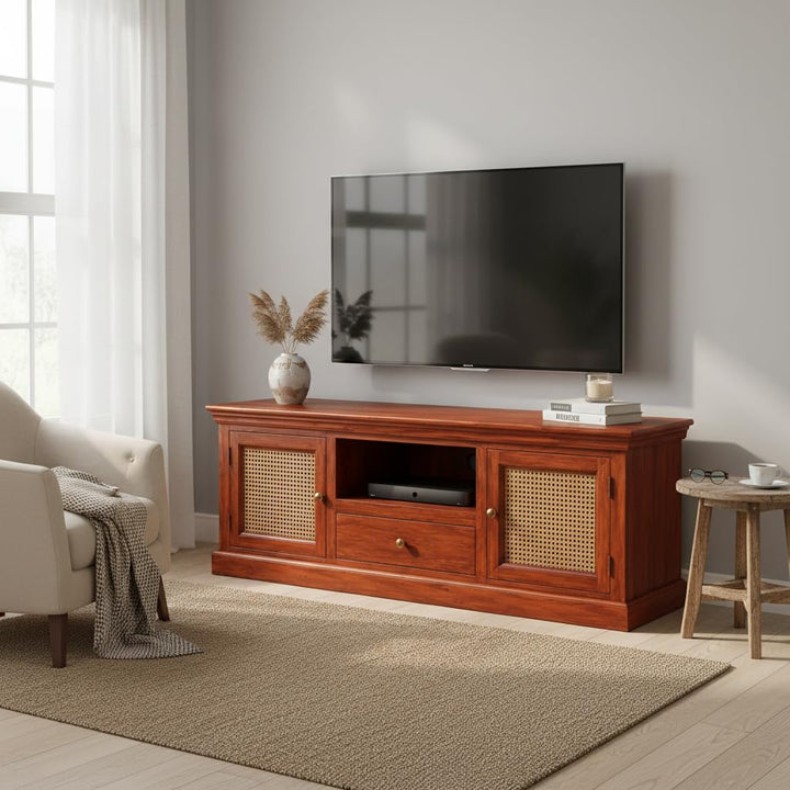 Translation missing: en.Sheesham Wood and Cane Tv Unit Cabinet | Two Door 