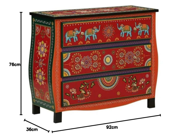 Handpainted Wooden Chest of Drawer | Wooden Antique Cabinet for Storage | Solid Wood 