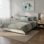 Upholstered Bed Frame with Channel Tufted Headboard, Beige + Leg Wood Black 