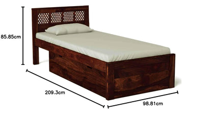 Sheesham Wood Storage Single Size Sion Bed for Bedroom Stylish