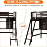 Acelea Twin Loft Mango Wood Bunk Bed with Desk Espresso Finish 