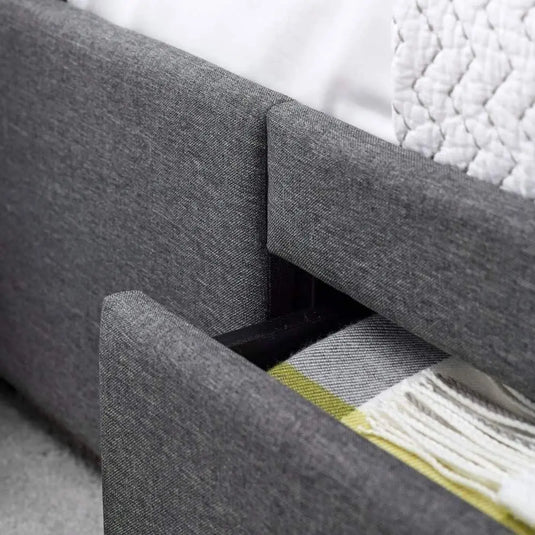 Translation missing: en.APRODZ Solid Wood Bray King Size Bed with 2 Drawers for Bedroom | Grey Finish