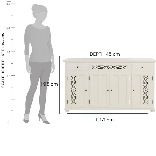 Translation missing: en.Mango Wood Sideboard Cabinet with 3 Drawer Storage Organize Cabinet for Home Dinning Kitchen Living Room &amp; Bedroom Multi Shelves Door Cabinets Hallway Dinning 