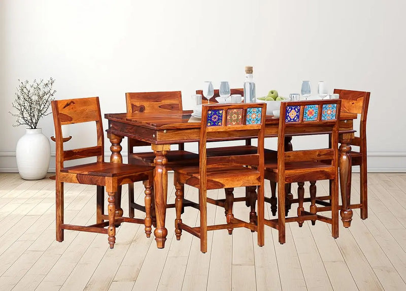 Solid Wood Pensacola 6 Seater Dining Table Set for Home | Dining Furniture 