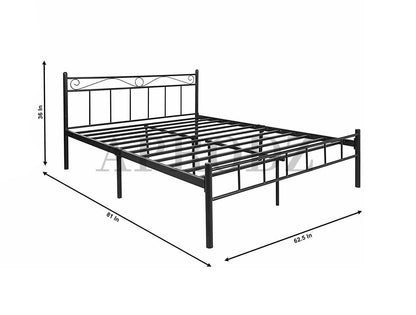 APRODZ Iron Queen Size Bed For Bedroom Metal Bed In Black Color, Painted