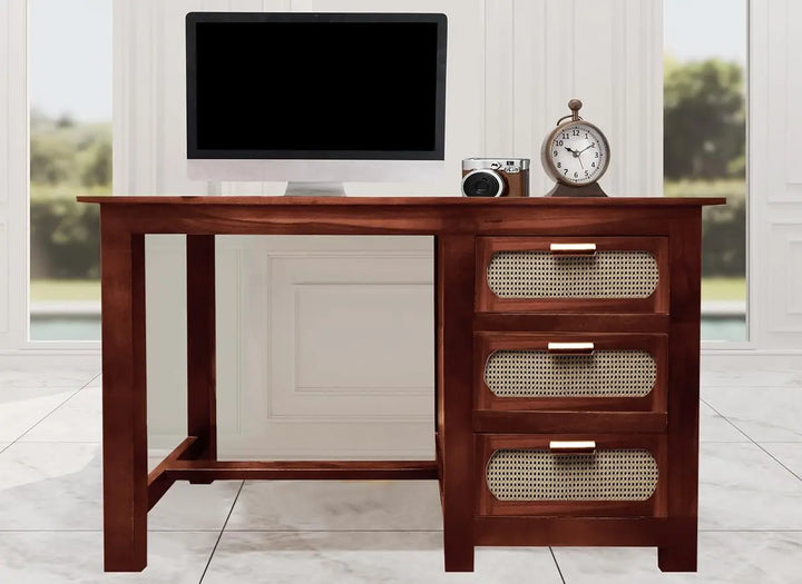 Translation missing: en.APRODZ Sheesham Wood and Cane Office Desk Study Computer Table for Study Room with 1 Drawer and 1 Door (Rosewood - Mahogany)