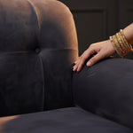 Modern Sofa Set 3 Seater Velvet Fabric Sofa Upholstered Chaise Lounge with Button Design, Living Room Furniture Sofa for Home & Office 