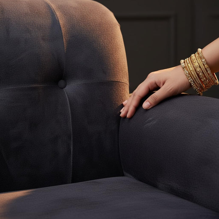 Translation missing: en.Modern Sofa Set 3 Seater Velvet Fabric Sofa Upholstered Chaise Lounge with Button Design, Living Room Furniture Sofa for Home &amp; Office 