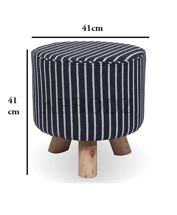 Upholstered and Steel Frame Puffy Stool Grass Green Fabric + Black Powdercoated - Set of 2 