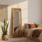 Solid sheesham Wood Full Length Floor Mirror for Bedroom Living Room Dressing Area Rectangular Mirror with Carved Sheesham Wood FrameModern Home Decor Furniture 
