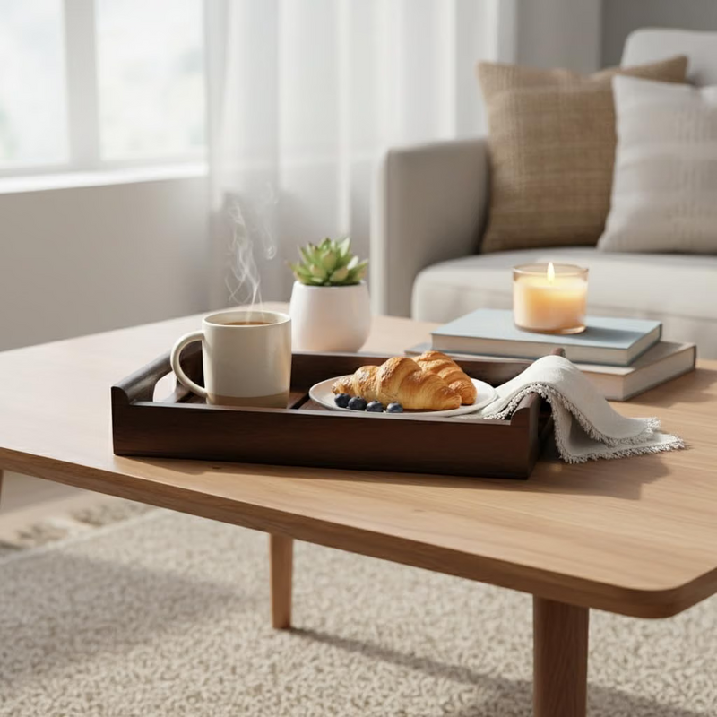 Solid Wood Decorative Serving Tray – Antique Touch Rectangular Wooden 