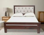 Fluted Upholstered Fabric Queen Size Design Bed Without Storage (sheesham Wood) 