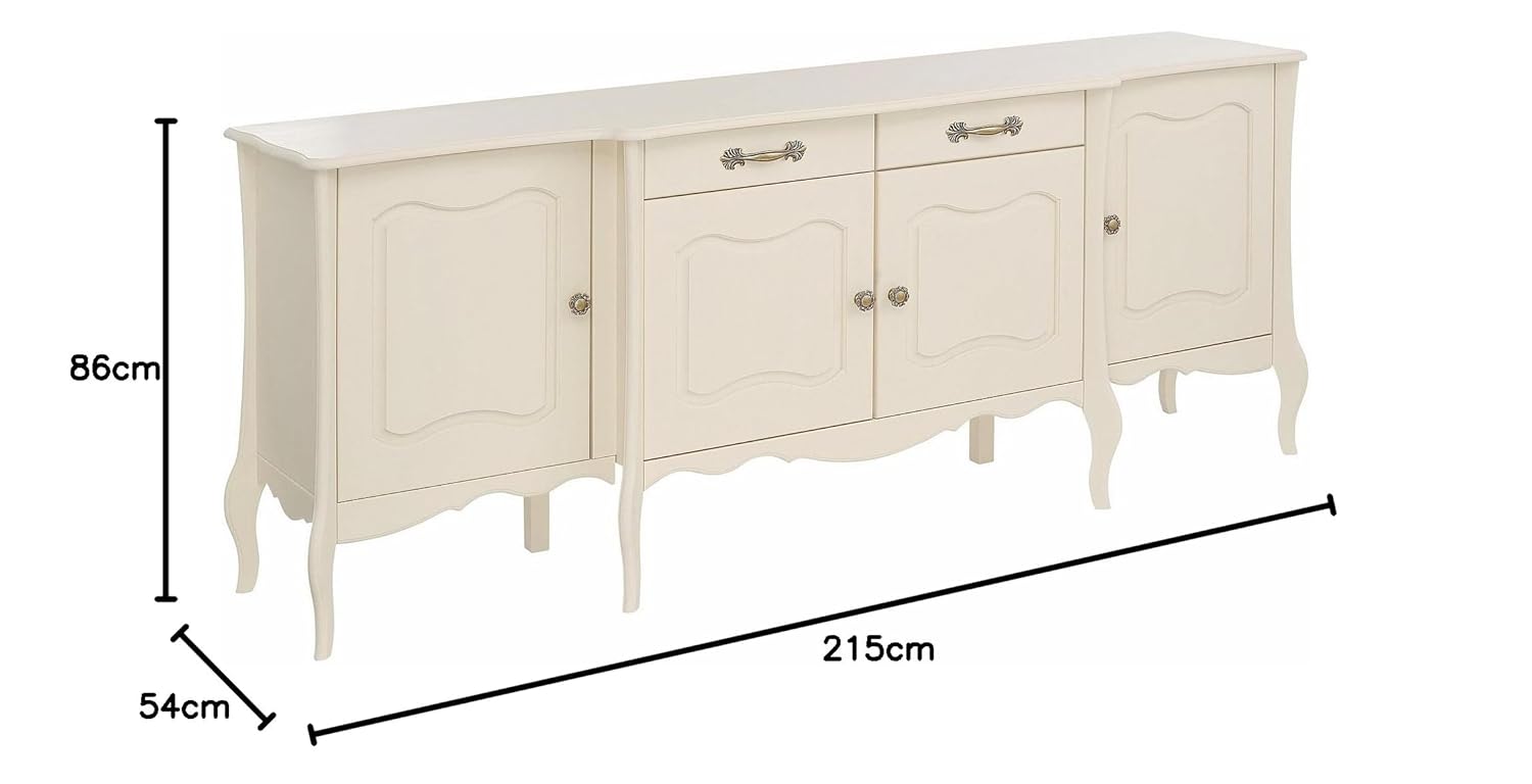 APRODZ Mango Wood Rosario Sideboard Storage Cabinet for Living Room | Wooden Cabinet for Home | White Finish