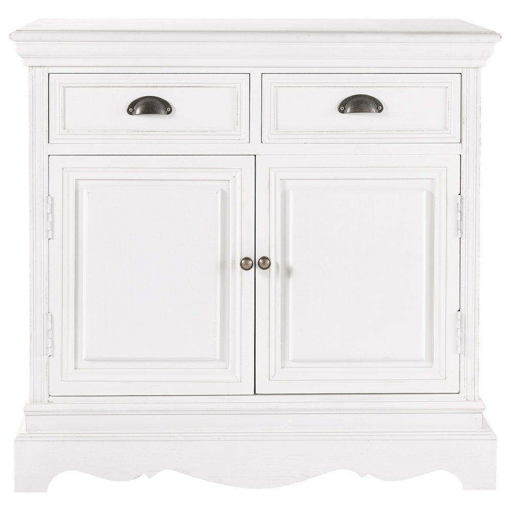 APRODZ Mango Wood Brovary Sideboard Storage Cabinet for Living Room | Wooden Cabinet for Kitchen | White Finish