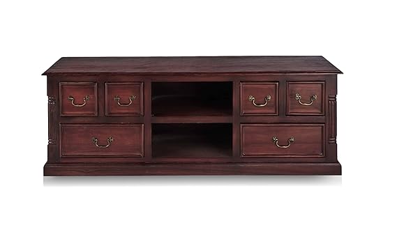 Mango Wood Sulla LED TV Stand – Stylish Entertainment Unit & Storage TV Cabinet for Living Room & Home Theater Setup (Rosewood Finish) 