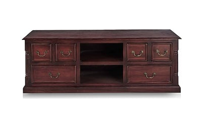 Mango Wood Sulla LED TV Stand – Stylish Entertainment Unit & Storage TV Cabinet for Living Room & Home Theater Setup (Rosewood Finish) 