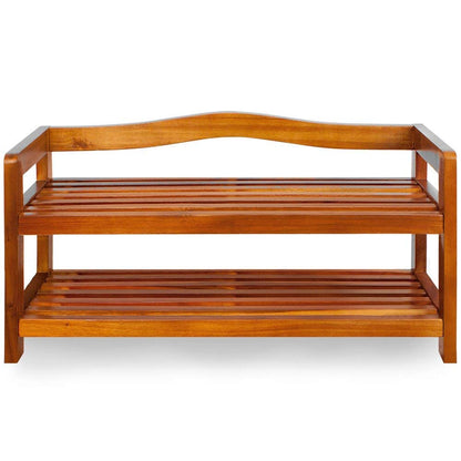 Wooden Shoe Rack 2 Tier Storage Cabinet Wood Shelf for Hallway Large Furniture Organiser Unit Brown Cupboard Racks