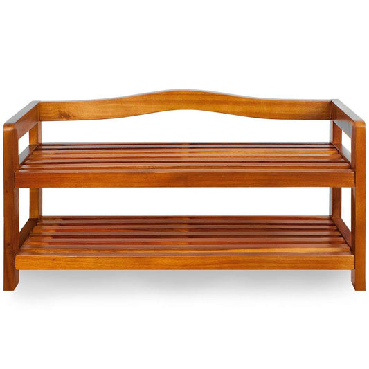 Wooden Shoe Rack 2 Tier Storage Cabinet Wood Shelf for Hallway Large Furniture Organiser Unit Brown Cupboard Racks