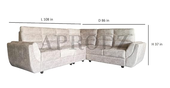 L-Shaped Sectional 6-Seater Sofa with Tufted Cushion Padded Armrest Perfect Fabric Corner Sofa for Guests Living Room, Drawing Room, Office & Lounge (Light Grey) 