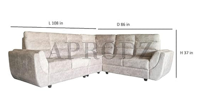 L-Shaped Sectional 6-Seater Sofa with Tufted Cushion Padded Armrest Perfect Fabric Corner Sofa for Guests Living Room, Drawing Room, Office & Lounge (Light Grey) 