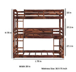 Ipsotu Mango Wood Bunk Bed Without Storage Single Bed Furniture for Bedroom Living Room Home (Mango - Brown) 