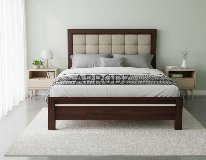 Translation missing: en.Modern Upholstered Platform Bed Frame with Tufted Headboard, Sturdy Wooden Slat Support, Noise-Free Design, Premium Fabric, Bedroom Furniture - Dark Brown 