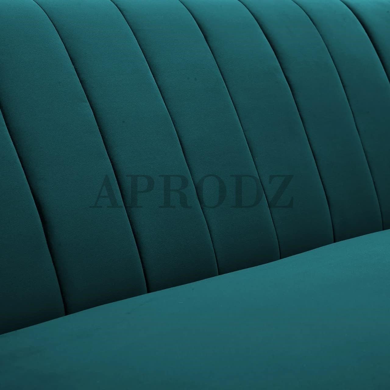 Lumina Modern Velvet Upholstered 3-Seater Sofa with Channel Tufted Backrest & Golden Metal Legs | Stylish Mid-Century Couch for Living Room & Lounge