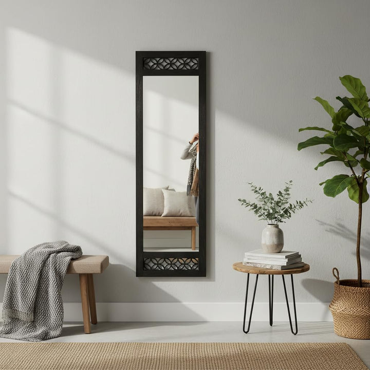 Translation missing: en.Solid sheesham Wood Full Length Floor Mirror for Bedroom Living Room Dressing Area Rectangular Mirror with Carved Sheesham Wood FrameModern Home Decor Furniture 
