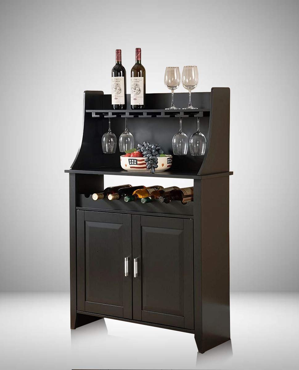 APRODZ Mango Wood Miller Wine Storage Stylish Bar Cabinet for Living Room | Brown Finish