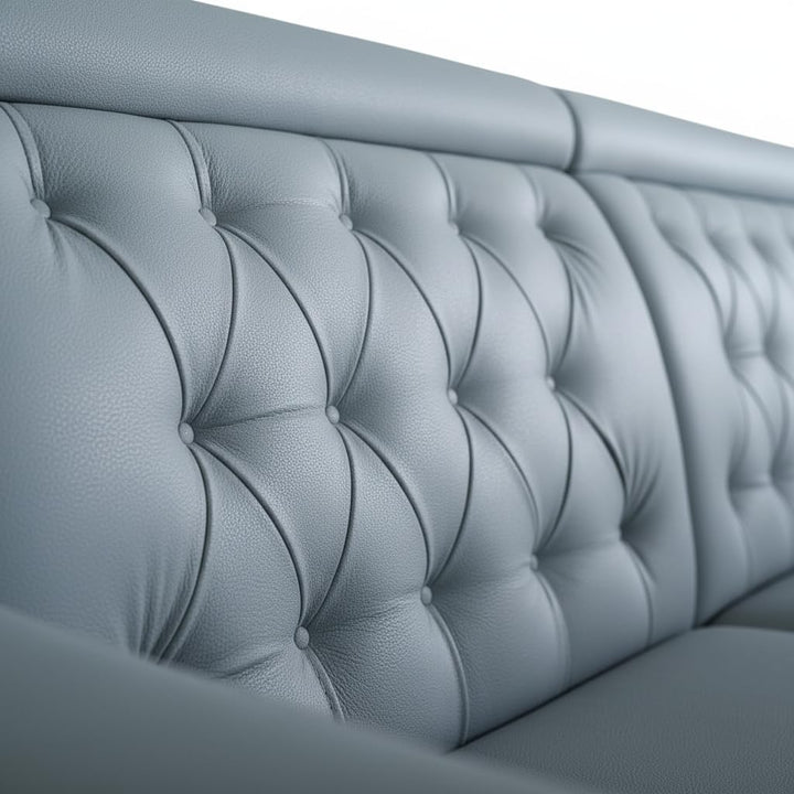 Translation missing: en.L-Shaped Sectional 6-Seater Sofa with Tufted Back Padded Armrest Perfect Fabric Corner Sofa for Guests Living Room, Drawing Room, Office &amp; Lounge (Light Grey) 