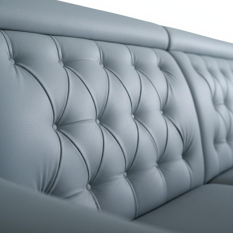 L-Shaped Sectional 6-Seater Sofa with Tufted Back Padded Armrest Perfect Fabric Corner Sofa for Guests Living Room, Drawing Room, Office & Lounge (Light Grey) 
