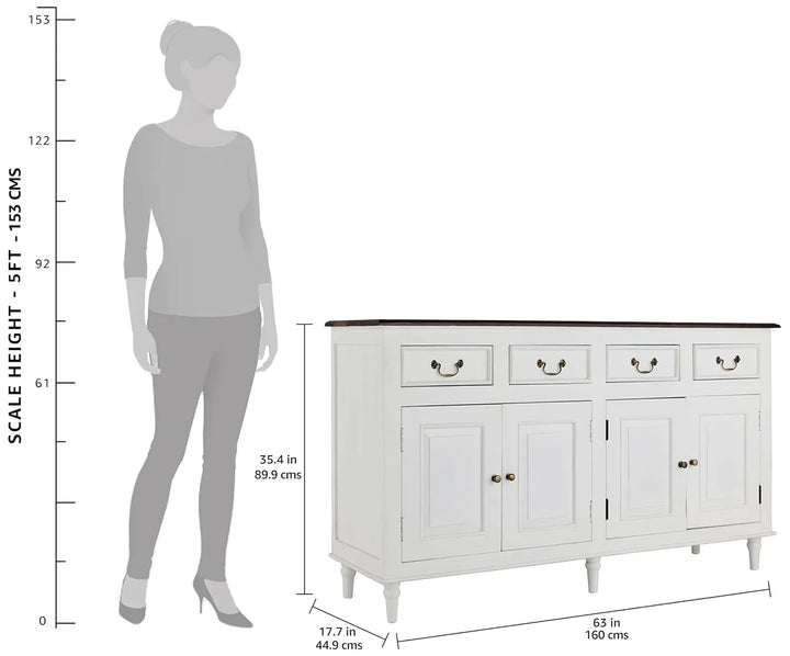Translation missing: en.Solid Wood Cancun Storage Sideboard Cabinet with 4 Door and 4 Drawer for Living Room 