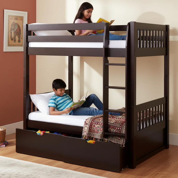 Translation missing: en.Sheesham Wood Moyer Bunk Bed for Bedroom | Brown Finish 