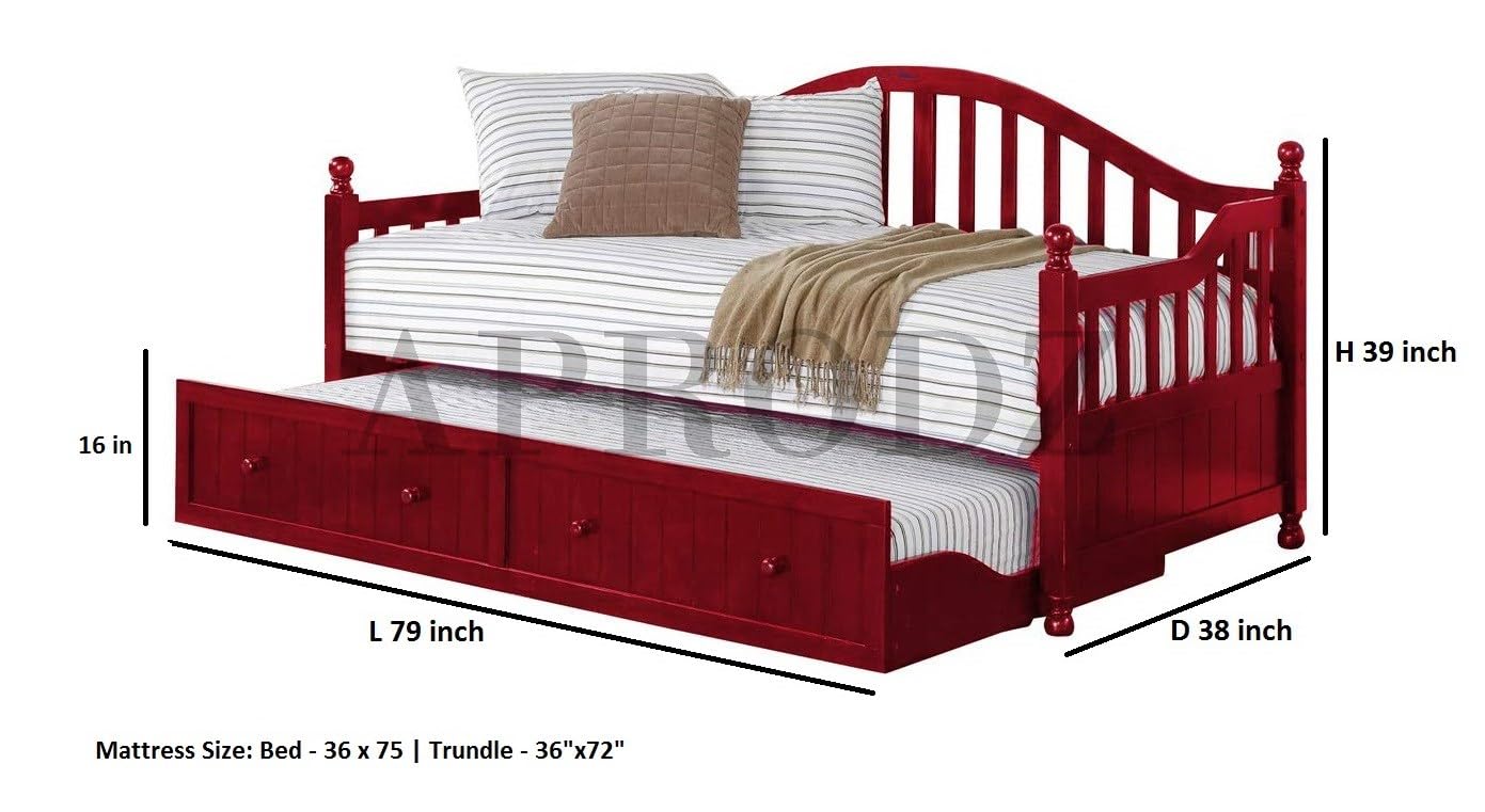 Drummo Sheesham Wood Daybed with Trundle Bed