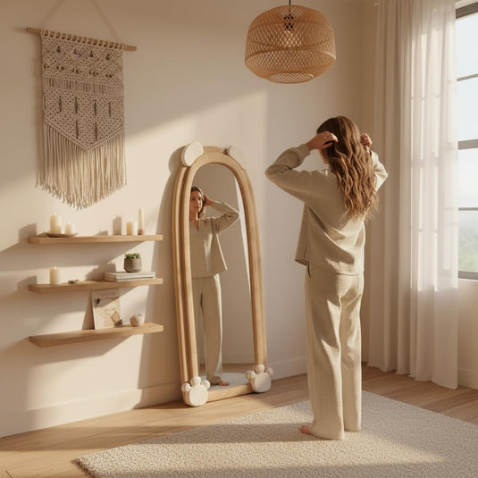 Translation missing: en.Full Length Bear Dressing Mirror | Floor Standing Full Body Mirror with Cute Bear Frame | Decorative Bedroom &amp; Clothing Store Fitting Mirror for Home, Kids Room &amp; Studio 