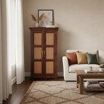 Sheesham Wood Two Door Cane Wardrobe (Sheesham Wood) 