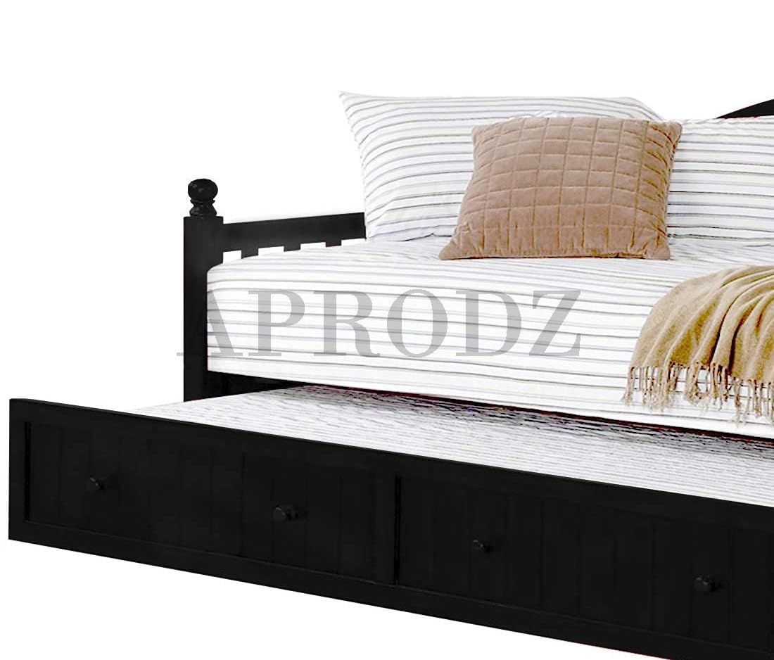Drummo Sheesham Wood Daybed with Trundle Bed