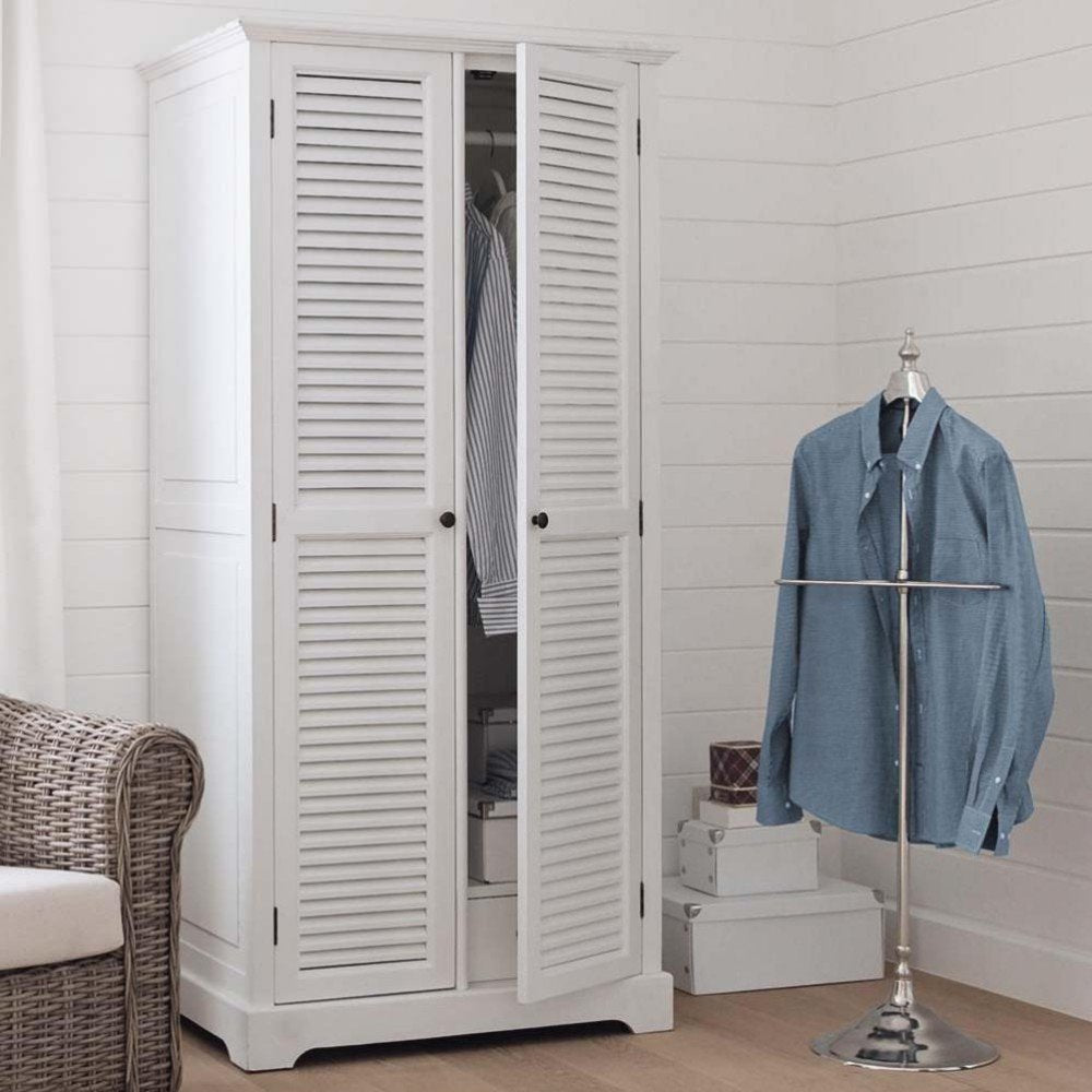 APRODZ Mango Wood Double Doors Multipurpose Storage Montreal Wardrobe Almirah for Living Room | White