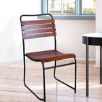 Patti Mango Wood and Metal Dining Outdoor Restaurant Chair Set for Home | Set of 2 Chair | Teak + Black Powdercoated Finish 