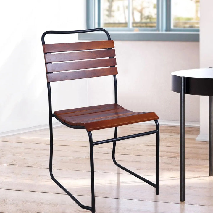 Translation missing: en.Patti Mango Wood and Metal Dining Outdoor Restaurant Chair Set for Home | Set of 2 Chair | Teak + Black Powdercoated Finish 