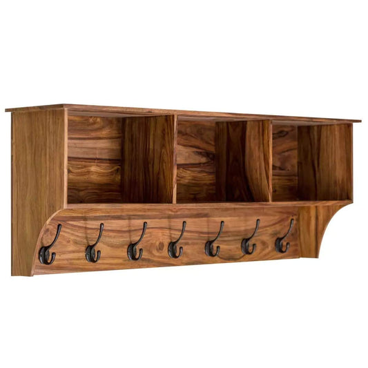 Plata Sheesham Wood Storage Cubby Shelf