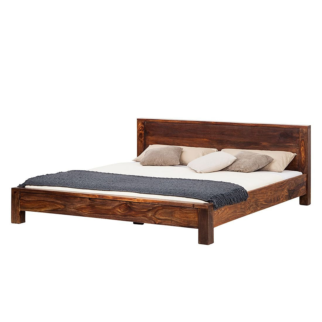 APRODZ Sheesham Wood Queen Size Boise Bed for Bedroom Stylish | Teak Finish