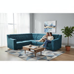 Shaped Sectional 6-Seater Sofa with Tufted Back Padded Armrest Perfect Fabric Corner Sofa 